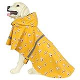 HAPEE Dog Raincoats for Large Dogs with Reflective Strip Hoodie,Rain Poncho Jacket for Dogs (E5-Yellow River, XL(Back Length 24"))