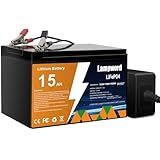 Lampword Lithium 12V 15Ah LiFePO4 Battery 4000+ Deep Cycle Rechargeable Batteries with Charger for Trolling Motor/Golf Cart/Solar and Wind Power,UPS/RV Battery,Lighting,Fish Finder