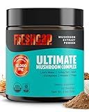 FreshCap Mushrooms Ultimate Mushroom Supplement Powder 12,000mg - Nootropic Organic Mushroom Complex for Focus & Memory, Brain Support Supplement, Ayurveda Mushroom Powder Extract (60 Servings)