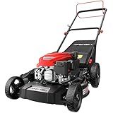 AMRISUN 21-Inch Self-Propelled Gas Lawn Mower for Large Yard, 170cc 4-Stroke Engine, 6-Position Adjustable Cutting Height, 3-in-1 Mulching, Side Discharge & Rear Bag for Garden Landscaping