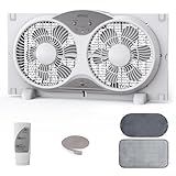 shinic 2026 9 Inch Twin Window Fan – Quiet, Reversible Airflow, 3 Speeds, Adjustable Width 23.5"-37", ETL Certified for Bathroom/Kitchen