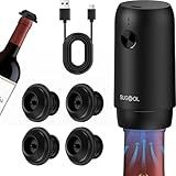 Electric Wine Saver & Preserver Pump with Vacuum Wine Bottle Stopper, Rechargeable, 4 Reusable Wine Bottle Stoppers, Wine Sealer, Keep Wine Fresh for Days
