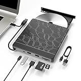 YUNINFANG External Blu-ray Drive for Laptop - DVD/CD Drive with Dual USB-A Ports, Portable 5-in-1 USB 3.0 BD Reader, SD/TF Slots - Blu-ray Player for PC, Windows/Mac/Linux OS Compatible (5 in 1)