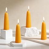 AGLARY Handmade 100% Pure Beeswax Stubby Taper Candles (4.4”x1.4”) 4-Pack – 7-Hour Burn Time, Paraffin-Free, All-Natural Yellow Decorative Candles for Home, Meditation & Wedding Decor