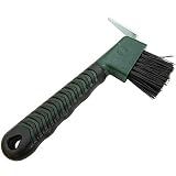 Intrepid International Rubber Handle Hoof Pick with Brush, Hunter Green