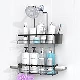 AKTECKE Shower Caddy Hanging Bathroom Organizer: Rustproof Shelf for Inside Shower - No Drilling Racks Over Showerhead - Bath Shelves for Shampoo Soap Black