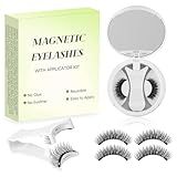 Magnetic Eyelashes with Applicator – No Glue or Eyeliner Needed, Reusable Natural Look Lashes, Lightweight & Comfortable, Easy to Apply and Remove