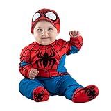 Marvel Spider-Man Official Infant Halloween Costume - Premium Quality Minky Fabric Jumpsuit and Non-Slip Booties (12-18 Months)