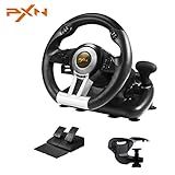 PXN Steering Wheel V3II 180° PC Gaming Racing Wheel Driving Wheel, with Linear Pedals and Racing Paddles for PC, PS4, Xbox One, Xbox Series X|S, Switch - Black