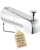 HammerHead Showers Solid Metal Tub Spout with Diverter, Slip On Bath Tub Spout for ½” Copper Pipe, Easy Install Bathtub Faucet, Chrome