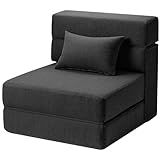SUYOLS Folding Sofa Bed with Pillow- Convertible Chair Floor Couch & Sleeping Mattress, Foldable Memory Foam Sleeper for Living Room/Dorm/Guest Room/Home Office/Apartment/Loft, Single26, Dark Gray