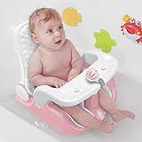 BabyBond Baby Bath Seat with Sitting & Lying 2 Modes, 3-Speed Adjustment, Powerful Suction Cups, Infant Bathtub Chair with Soft and Comfortable Towel, Folding and Hanging