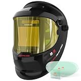 YESWELDER Auto Darkening Welding Helmet with SIDE VIEW, 180° Panoramic View, 1/1/1/1 True Color Solar Powered Welder Hood, Wide Shade 3/5-9/9-13 Welder Mask for TIG MIG ARC CUT and GRIND, LYG-Q800D