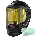 YESWELDER Auto Darkening Welding Helmet with SIDE VIEW, 180° Panoramic View, 1/1/1/1 True Color Solar Powered Welder Hood, Wide Shade 3/5-9/9-13 Welder Mask for TIG MIG ARC CUT and GRIND, LYG-Q800D
