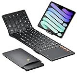 ProtoArc Foldable Keyboard with Touchpad, XK01 TP Folding Portable Keyboard, Full Size Keys, Large Trackpad Bluetooth Travel Keyboards for iPad Laptop PC Tablets -Black