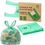 YORJA 1.6 Gallon Tie Handles Compost Trash Bags 120 Food Scrap Bags, Compostable Kitchen Waste Bags with Europe EN13432 & ASTM D6400 Certified
