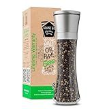 HOME EC Original Stainless Steel Salt or Pepper Grinder 1pk - Adjustable Ceramic Sea Salt Grinder or Pepper Mill - Tall Glass Spice Shaker - Spice Mill w/EBook