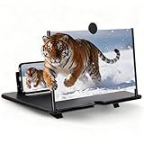 Phone Magnifier Screen, 10inch HD Mobile Screen Magnifier Version Enlarger for Movies Videos Games, Clear, Lightweight Foldable Mobile Phone Holder Compatible with All Smartphones (Black)