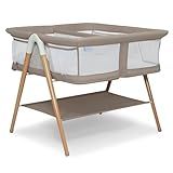 Delta Children Bondi Beechwood Twin Bassinet with PureAir Breathable Mesh Sheet and FSC-Certified Wood, Tan