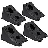 TONDA Wheel Chocks, Heavy Duty Wheel Wedge for Car, Travel Trailer - 8"×4.7"×4.7" - 4 Pack, Black