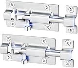 FATLODA 2 Pack Barrel Bolt Latch, 3 Inches Slide Latch Lock, Thickened Stainless Steel Sliding Locks for Door, Brushed Finish Sliding Bolt Lock Latches with 12PCS Screws