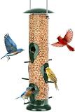 FEED GARDEN Metal Bird Feeder- 6 Port Tube Feeder for Outdoors with Metal Lid, Easy Fill & Clean, Weather Resistant, 13 Inch