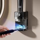 Toothpaste Squeezer, Bathroom Wall Mounted Electric Toothpaste Dispenser with Adjustable Toothpaste Dispensing Amount, Automatic Toothpaste Dispenser for Adults and Kids (Black)