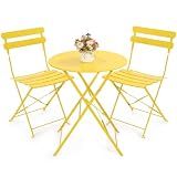 Kromax Outdoor 3 Piece Patio Bistro Set, Bistro Table and Chairs, Yellow