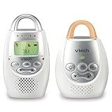 VTech Communications DM221 Audio Baby Monitor with up to 1,000 ft of Range, Vibrating Sound-Alert, Talk Back Intercom & Night Light Loop, White/Silver