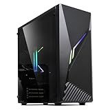 Zalman Raven ATX Mid-Tower Gaming PC Case - RGB Lighting Strip with Control Button, Full Tempered Glass Side Panel, 1 x 120mm Fan Pre-Installed, USB 3.0, Desktop Computer Case