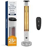 SereneLife Outdoor Electric Patio Heater - 1500W High-Efficiency Infrared Heating, Remote Control Standing Heater with Aluminum Reflector, Waterproof Design, IP65 Approved, Quiet Operation