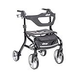 Drive Medical Nitro Sprint Foldable Rollator Walker with Seat, Standard Height Lightweight Rollator with Large Wheels, Folding Rolling Walker, Walker Rollator with Seat, Black