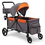 Jeep Sport All-Terrain Stroller Wagon by Delta Children - Includes Canopy, Parent Organizer, Adjustable Handlebar, Snack Tray & Cup Holders, Grey/Bonfire