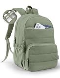 Uselike Travel Backpack for Women, 15.6 Inch Laptop Backpack, Quilted College Bookbag, Cute Work Backpacks, Water Resistant (Sage Green)