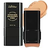 Zaidoc Foundation Stick, Dual-Ended with Brush, 2-in-1 Longwear & Waterproof, Natural Full Makeup Concealer Coverage for Dark Circles & Blemishes with Hydrating Olive & Camellia, 2.09 oz (04#)
