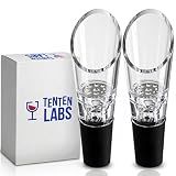 TenTen Labs Wine Aerator Pourer (2-Pack), Decanter Spout, Black