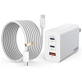 100W USB C Charger,GaN 3-Port Super Fast Charger(Dual Port Type C+A)100W USB-C Laptop Fast Charging Block with 6FT Woven Type C-C Cable for MacBook Pro/Air,iPad Pro/Air,iPhone17/16/15 Air Pro Max Plus