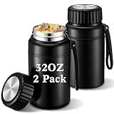 Yiyiring 2 Pack 32 oz Double Wall Insulated Food Jar for Hot Food Soup Thermal Lunch Container Wide Mouth Leak Proof Stainless Steel up to 12 Hours for Work Travel Adult