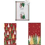 Cesqouc 3 Pack Ultra Soft Microfiber Highly Absorbent Christmas Print Hand Towels,15.8 x 23.6 in