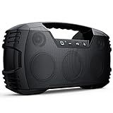 IPX7 Waterproof Outdoor Bluetooth Speaker, Wireless, 90W(Peak), 32H Playtime, Floating Design, Deep Bass & Loud Stereo Sound, Portable with Handle, Rugged for Pool, Beach, Kayaking, Hiking, Black