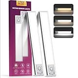 OTWKAY 10.5inch Under Cabinet Lighting, Rechargeable Closet Light with 3 Color Temps, 2 Pack Dimmable Motion Sensor Lights Indoor, Under Counter Lights for Kitchen, Hallway