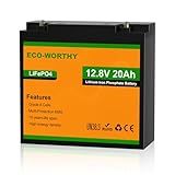 ECO-WORTHY 12V 20Ah LiFePO4 Lithium Battery, 4000+ Deep Cycle Rechargeable Battery with BMS for Fish Finder, Ham Radio, Solar System, Outdoor Camping