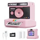 Eveedo Instant Print Camera for Kids,2.4 Inch Screen Kids Instant Cameras, Christmas Birthday Gifts for Girls Age 3-12, Portable Toddler Toy for 3 4 5 6 7 8 9 10 Year Old Girls Boys (Pink)