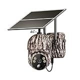 Tefrio 2K Cellular Trail Cameras, Game Camera Equipped with Rechargeable Battery&Solar Panel, 360° Full View, Color Night Vision, Motion Activated, Live Streaming & Playback, IP65 Waterproof
