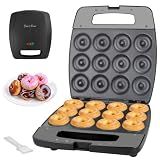 Baker's Friend Mini Donut Maker Machine, Bake 12 Mini Doughnuts, Maquina Para Hacer Donas, Perfect for Breakfast, Snacks, Desserts & More, Graphite