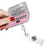 TOUNER Less Yappin More Tappin Funny Pink Laptop Badge Reel with Silver Glitter, Retractable ID Clip Holder for Computer Programmer IT Gifts for Coder Developers Data Analyst Engineers