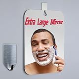 Shatterproof Shower Mirror Fogless for Shaving,(Medium 8x6 Inch) Anti Fog Shaving Mirror Holder NO-Drilling, No Fog Free Waterproof,Small Wall Mounted Bathroom Accessories Camping Hanging Men