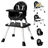 UNISWAN 6 in 1 Baby High Chair, Convertible Highchair for Babies and Toddlers (Black)