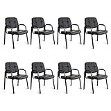 CLATINA Waiting Room Guest Chair with Bonded Leather Padded Arm Rest for Office Reception and Conference Desk Black 8 Pack