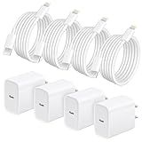 AISNI 4 Pack 6 ft Fast Charger Cord Compatible with iPhone Charger Fast Charging Block 20W PD USB C Charger Fast Charger for iPhone 14/13/12 Pro Max, 14 Plus,XR,XSMAX-White
